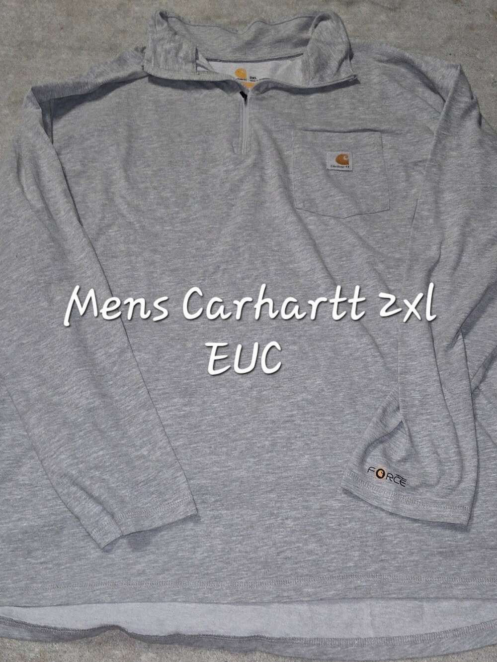 Carhartt Men’s Light Heather Gray Quarter-Zip Pocket Pullover
